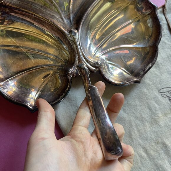 Vtg mcm Crescent Silver Leaf Tray 1950's Limited Edition #11 Bloomingdales - Picture 8 of 12